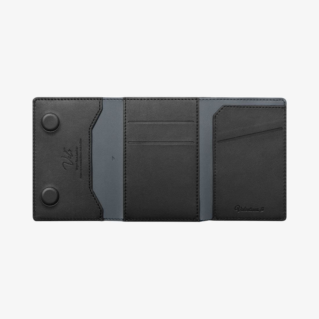 AFA09133 - MagSafe Card Holder Valentinus S (MagFit) in Black showing the inner front and sides attached at back of the device