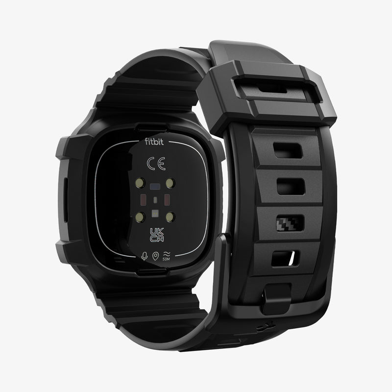ACS05296 - Fitbit Versa 4 Band Rugged Armor Pro in black showing the back