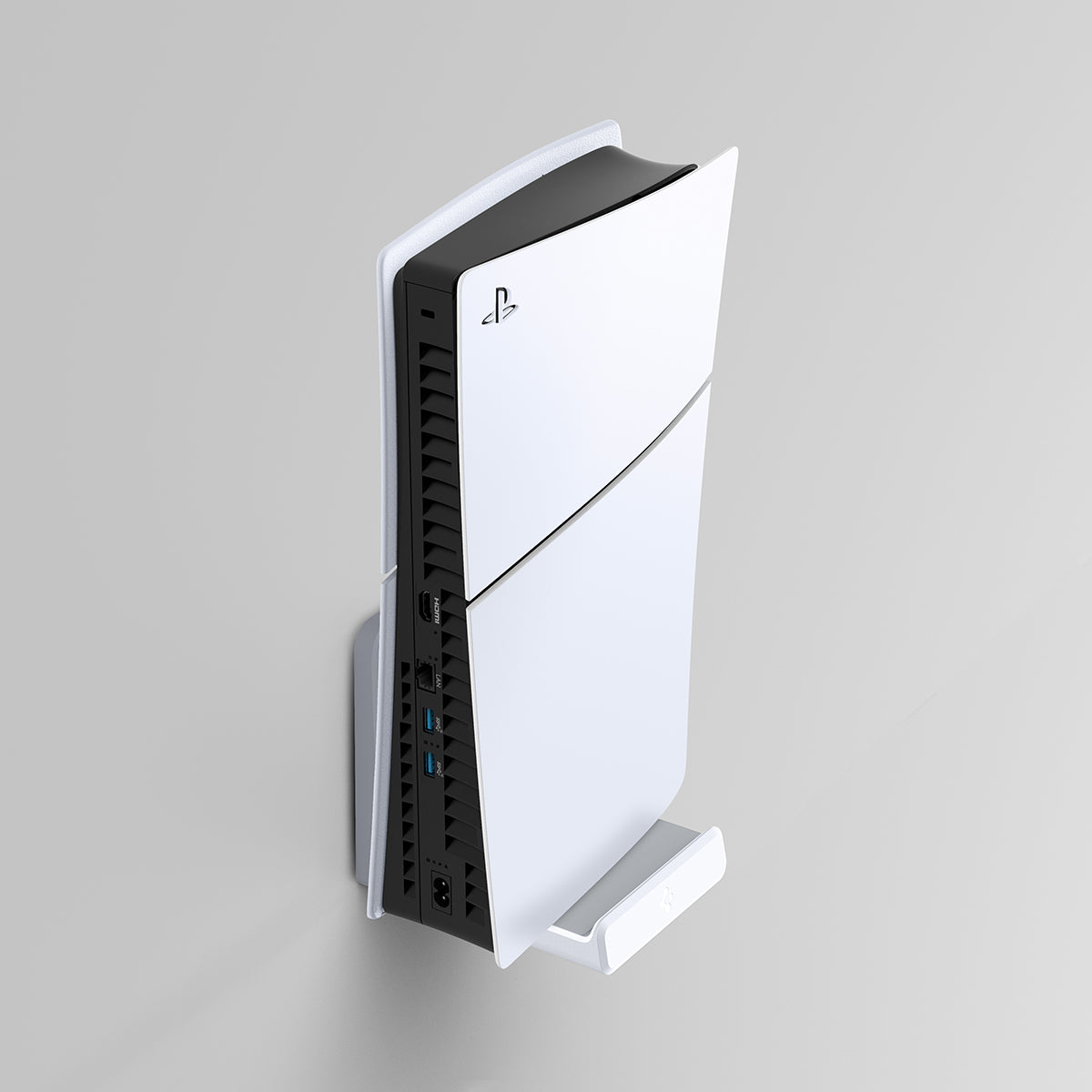 AGP08541 - PlayStation 5 Slim Console Mount VG210 in White showing the front and partial side