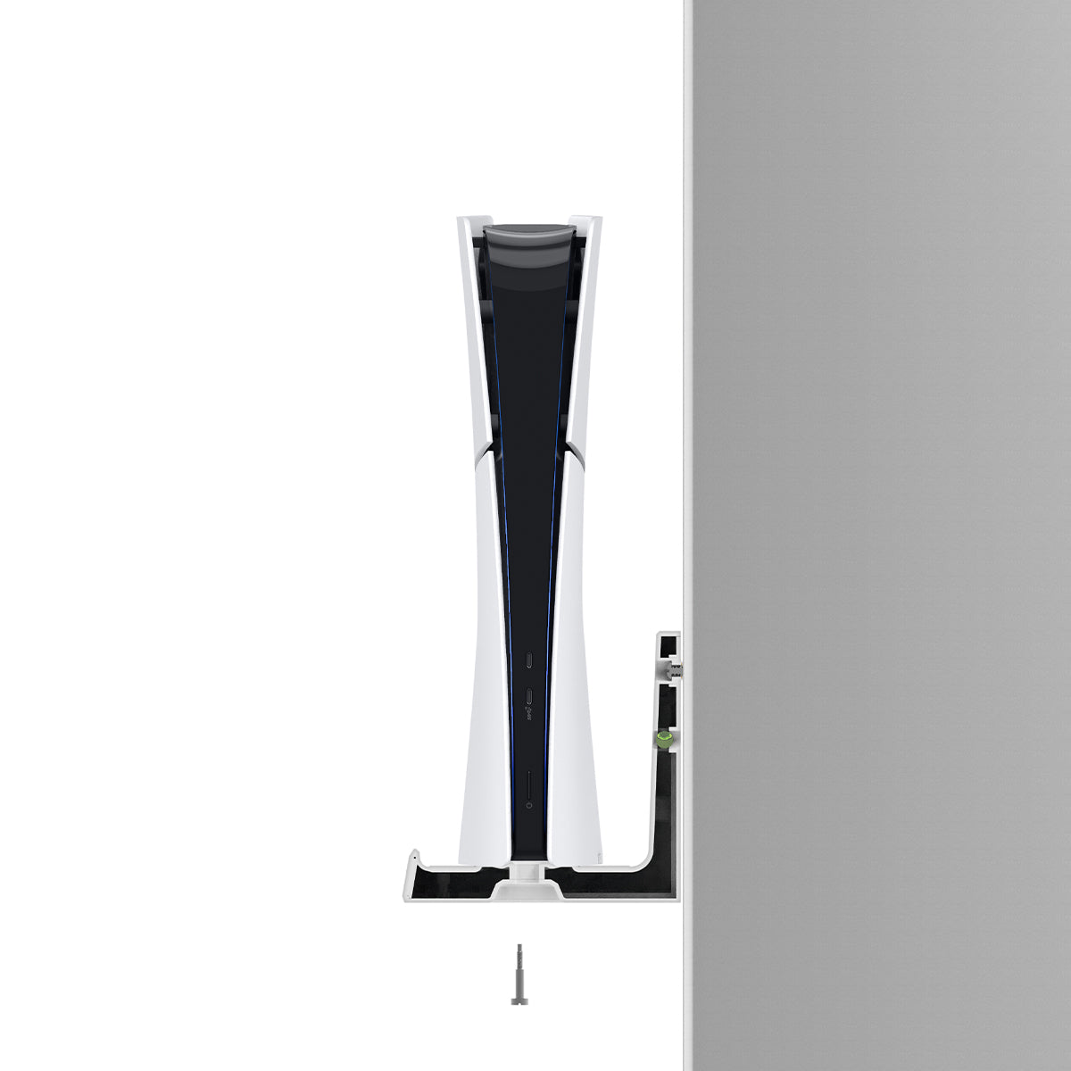 AGP08541 - PlayStation 5 Slim Console Mount VG210 in White showing the side with screw hovering at the bottom