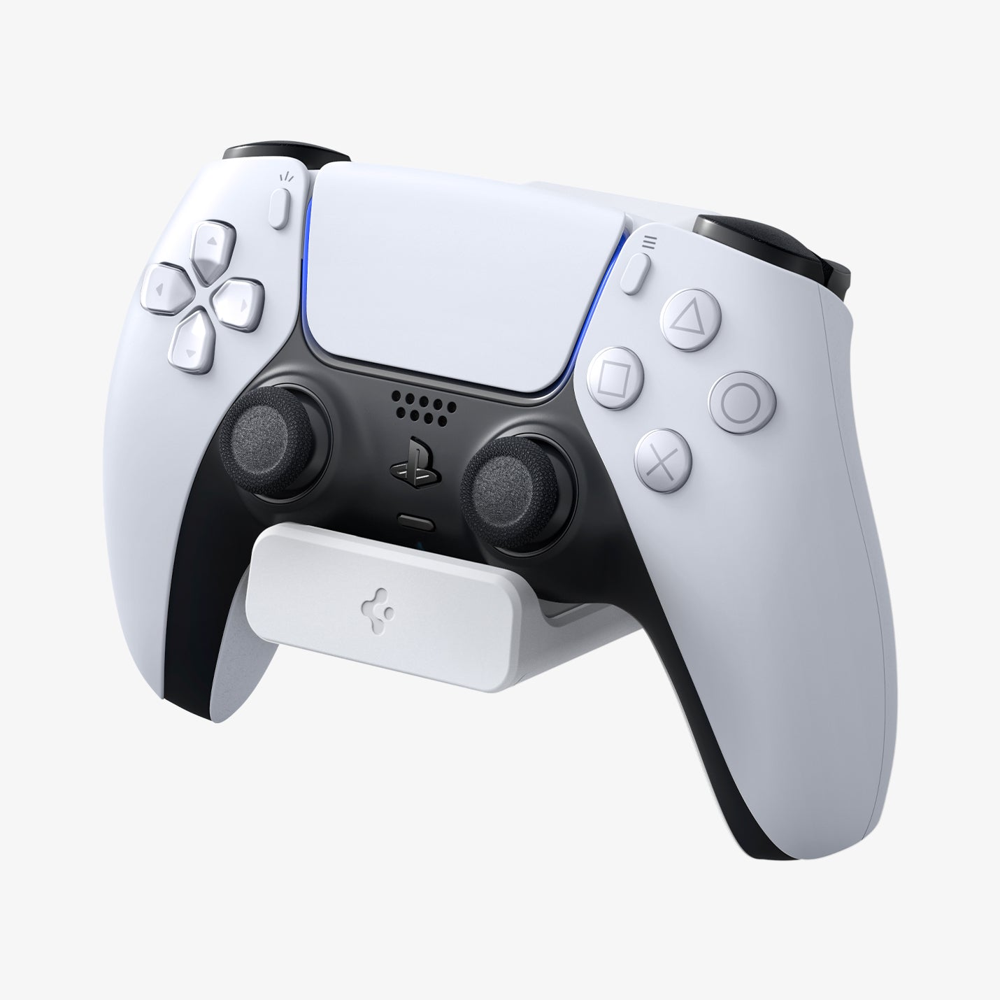 AMP06397 - PlayStation 5 Controller Mount | VG300 in White showing the front, partial side of the controller attached to mount