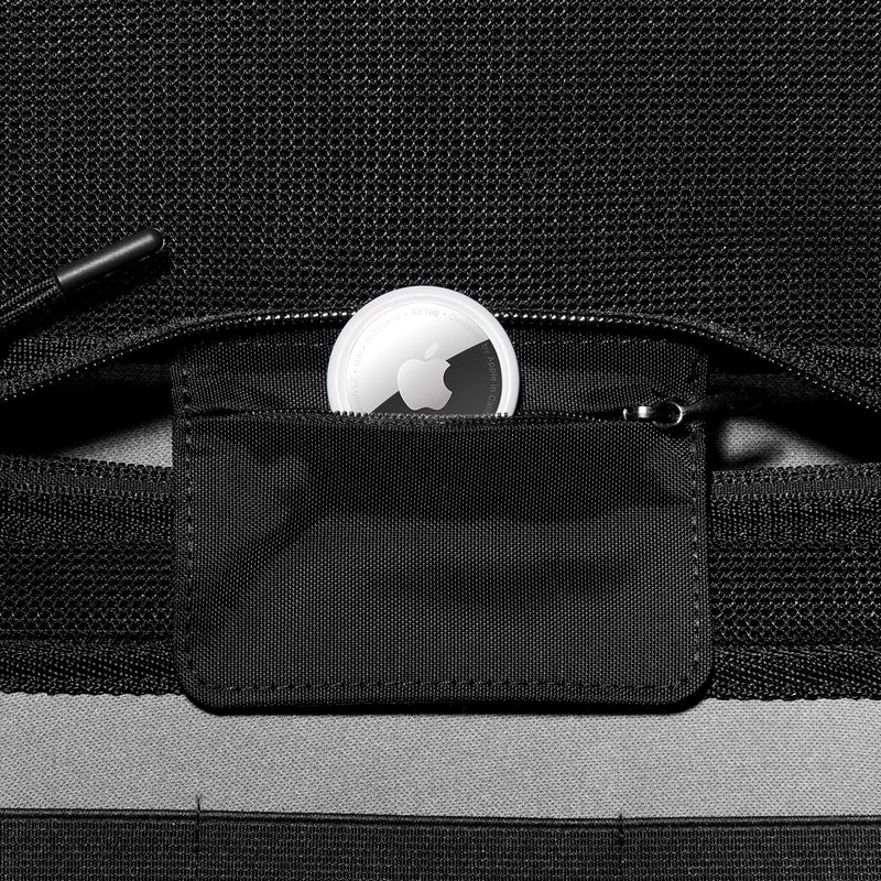 AFA07240 - Apple Vision Pro Klasden Pouch in Charcoal Gray showing the secret pocket with an apple logo