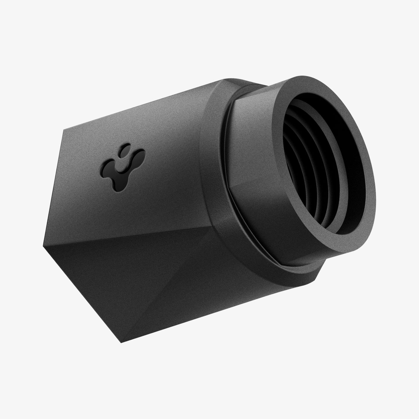ACP11371 - Universal Tire Valve Stem Cap | VS100TS/R in Red showing an angled close-up of the matte black cap with internal threading and subtle Spigen logo detail.