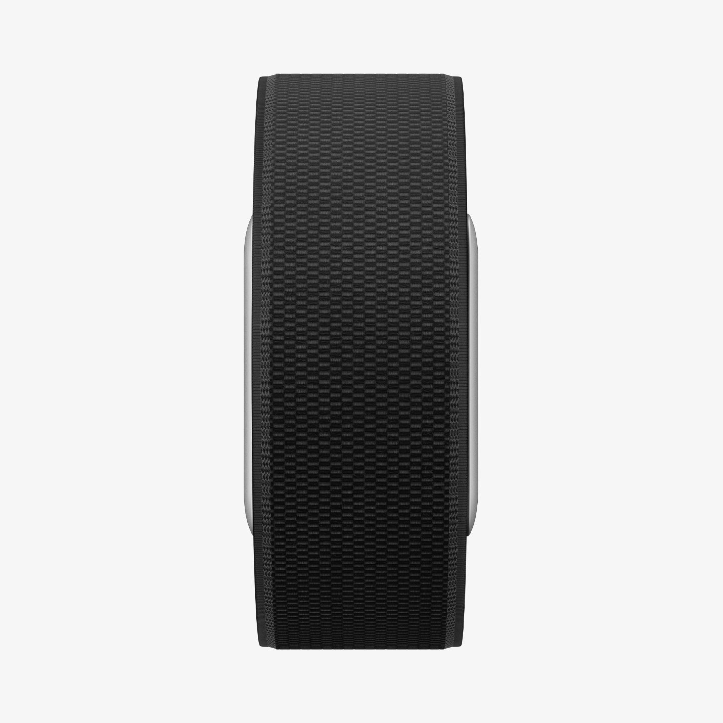AMP10187 - WHOOP 5.0 fabric band black front view highlighting textured woven surface slim profile and minimalist design for all day wear