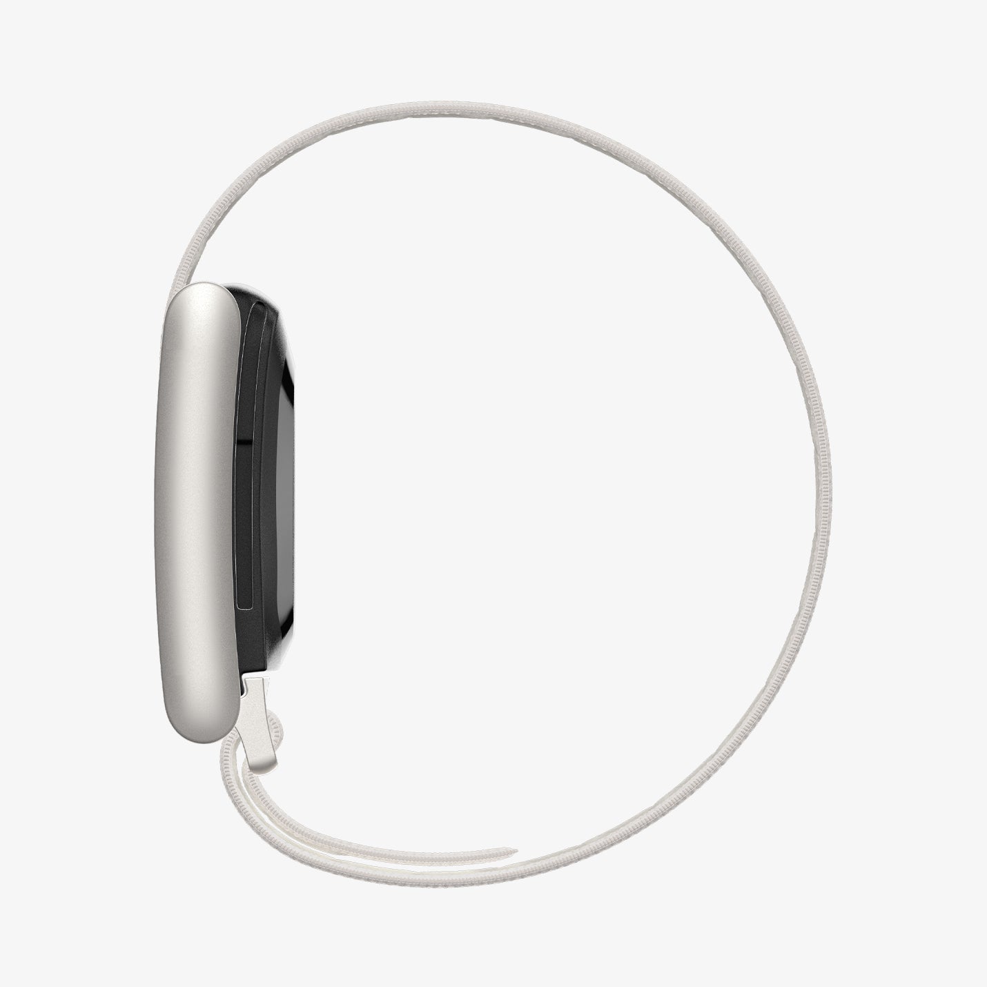 AMP10188 - WHOOP 5.0 fabric band starlight side profile showing slim sensor housing low profile fit and continuous adjustable strap for lightweight comfort