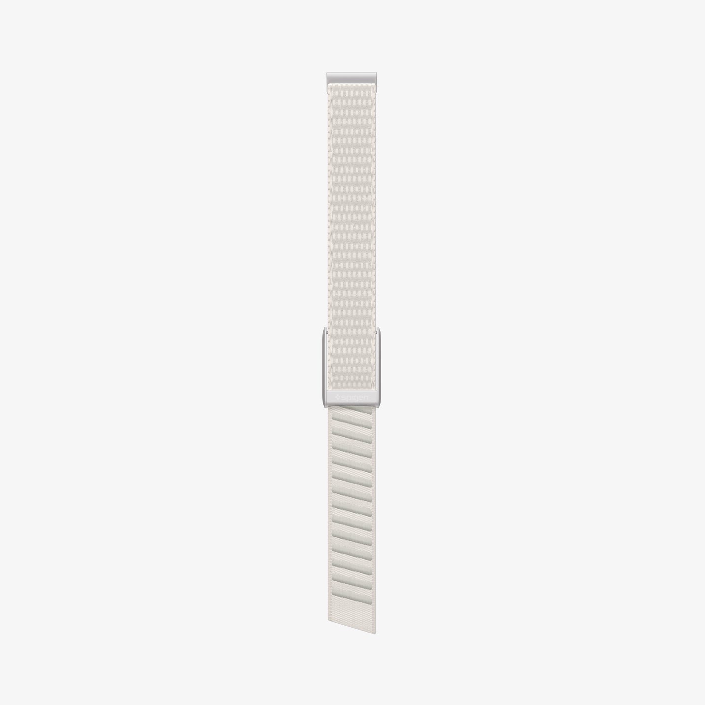 AMP10188 - WHOOP 5.0 fabric band starlight full length view showing adjustable strap design with woven exterior ribbed inner padding and Spigen metal clasp for secure fit