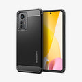ACS04556 - Xiaomi 12 Lite Rugged Armor Case in Matte Black showing the back and front side by side