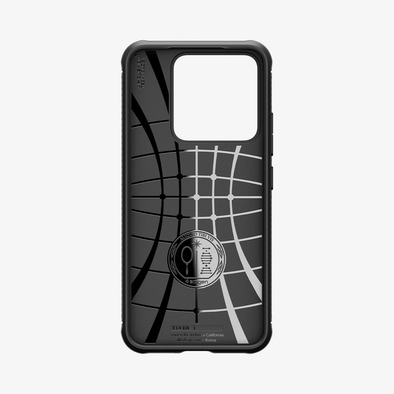 ACS07422 - Xiaomi 14 Case Rugged Armor in Matte Black showing the inner case with spider web pattern