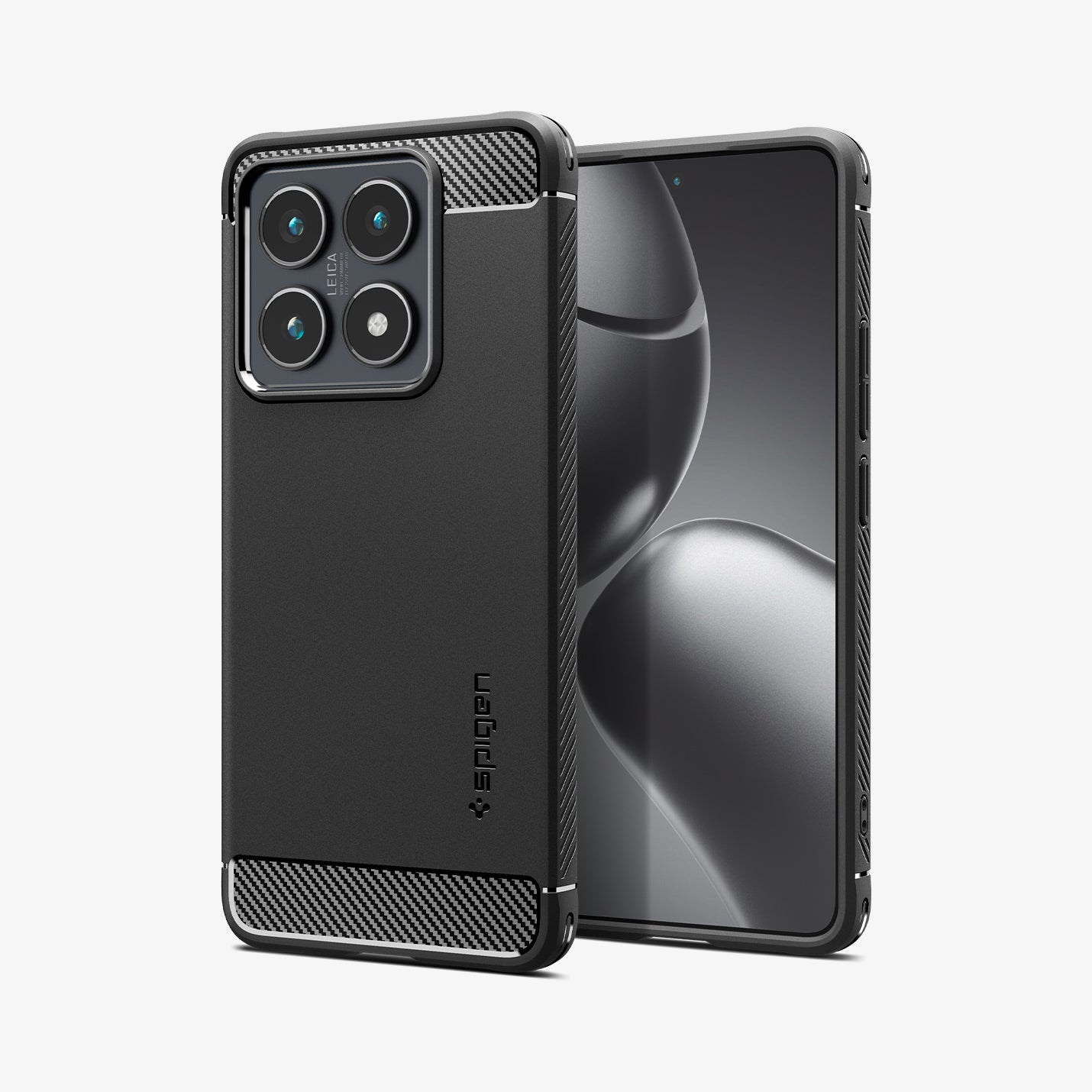 ACS08857 - Xiaomi 14T Case Rugged Armor in Matte Black showing the back, partial front and sides