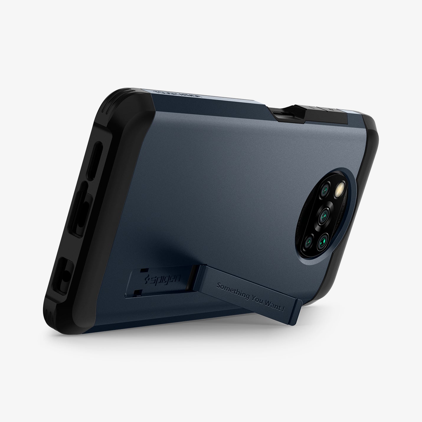 ACS03035 - Xiaomi POCO X3 Pro Tough Armor Case in Metal Slate showing the back with the built-in kickstand propped up