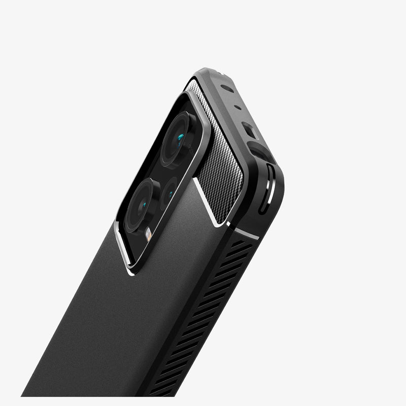 ACS05789 - Xiaomi Redmi Note 12 Pro+ 5G Rugged Armor Case in Matte Black showing the partial back and sides half body