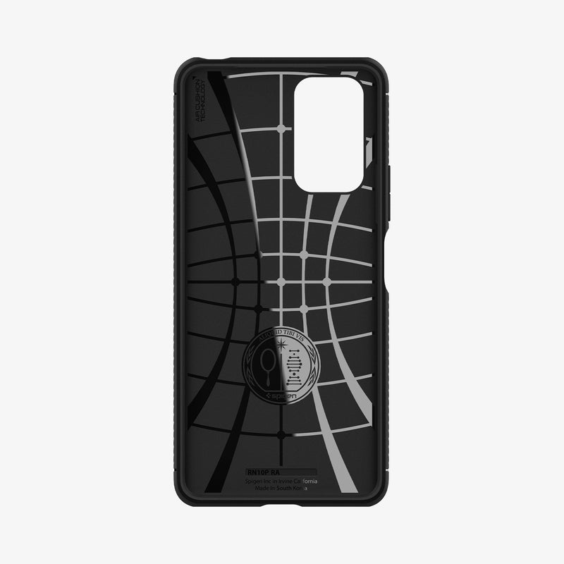ACS02844 - Xiaomi Redmi Note 10 Pro Rugged Armor Case in Matte Black showing the inner of case with spider web pattern