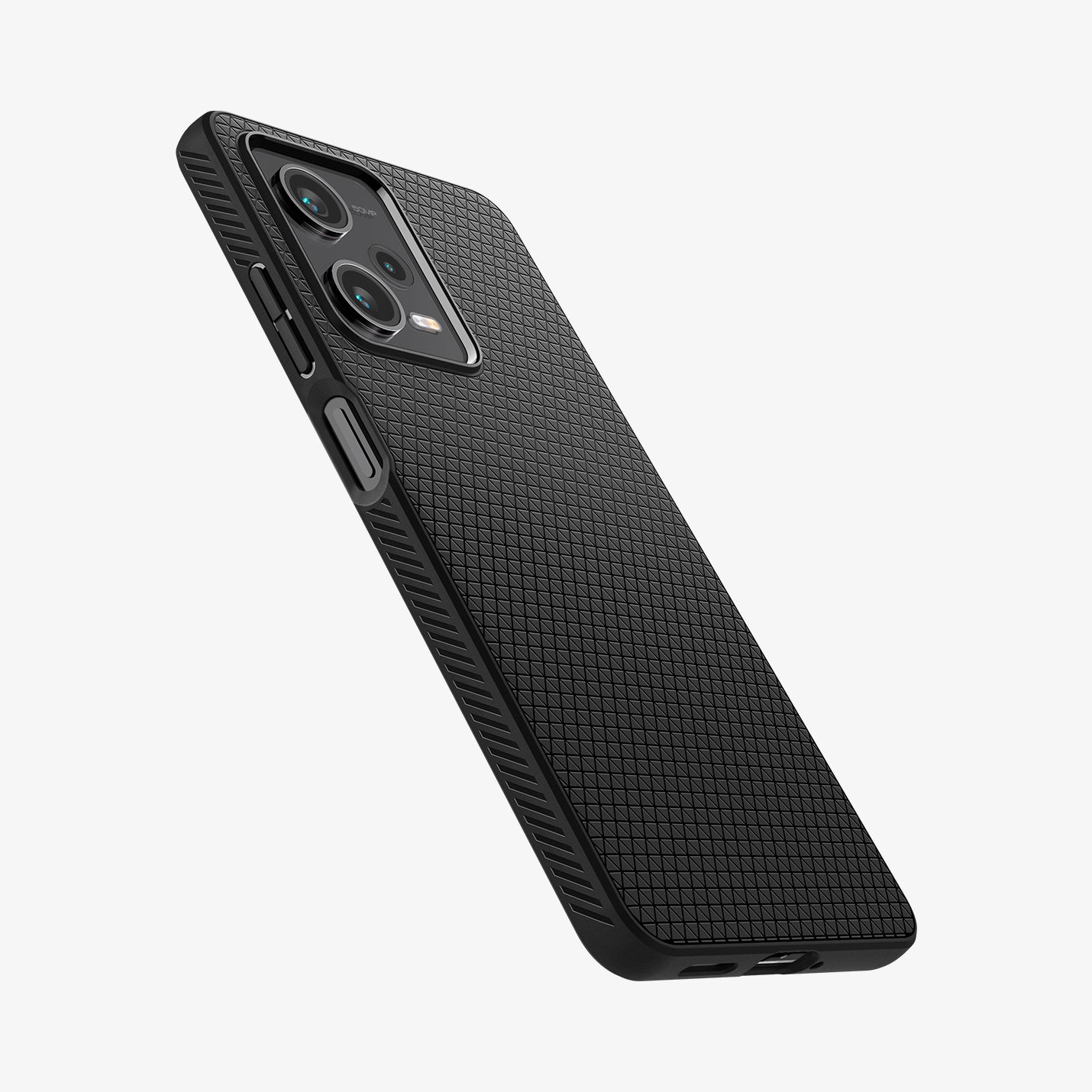 ACS04414 - Xiaomi Redmi Note 12 Pro Case Liquid Air in Matte Black showing the back and partial bottom, side, with side buttons