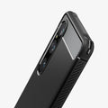 ACS06204 - Sony Xperia 1V Case Rugged Armor in matte black showing the back, side and top zoomed in