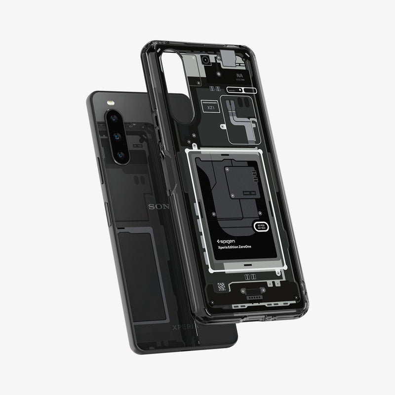 ACS06203 - Sony Xperia 10 V Case Ultra Hybrid Zero One showing the back with case hovering away from the device