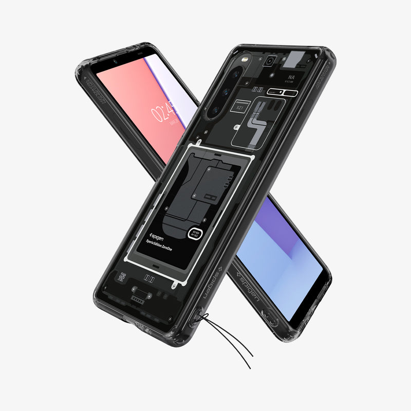 ACS06203 - Sony Xperia 10 V Case Ultra Hybrid Zero One showing the back, front and sides