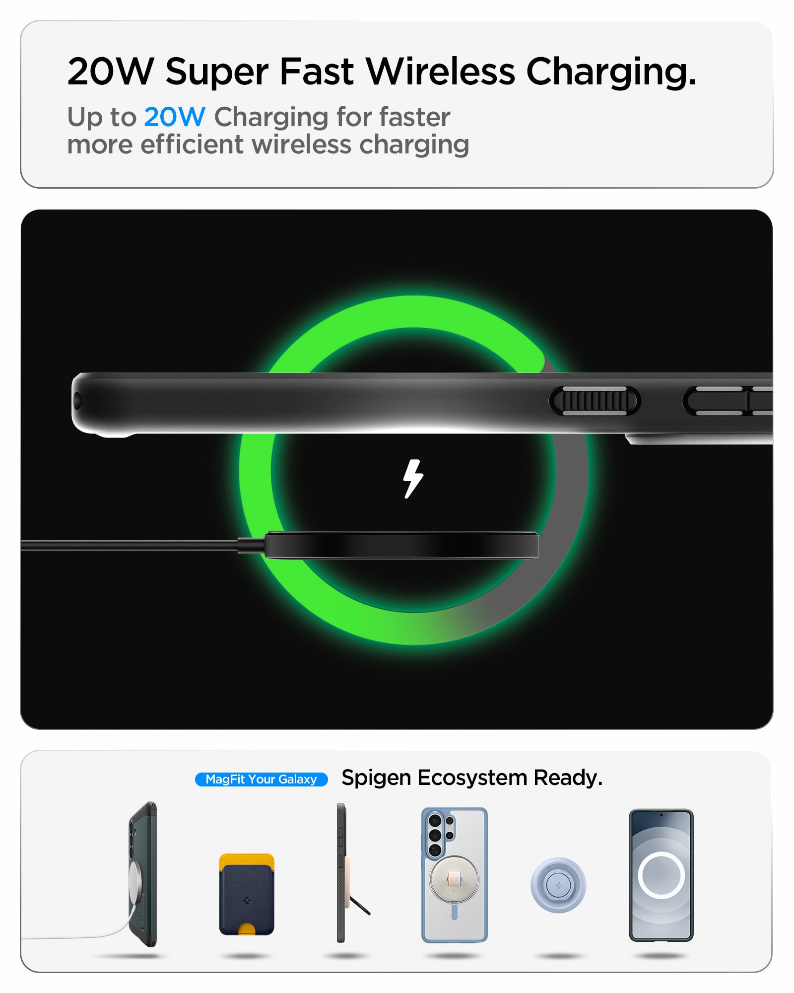 ACS10964 - Showing the 20W Super Fast Wireless charging. Up to 20W charging for faster more efficient wireless charging
