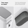 ACP10510 - CC90 Car Screen Cleaner in white showing two ways to clean. twice the cleaning power with a built in micro fiber pad and cleaning brush.