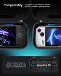 AGP09835 - Klasden Gaming Pouch 7 inch in Charcoal Gray showing compatibility. Designed to securely hold various popular handheld gaming device.