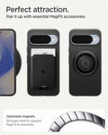 ACS09699 - Pixel 10, Pixel 10 Pro Thin Fit (MagFit) in black  showing perfect attaction. pair it up with essential magfit accessories.