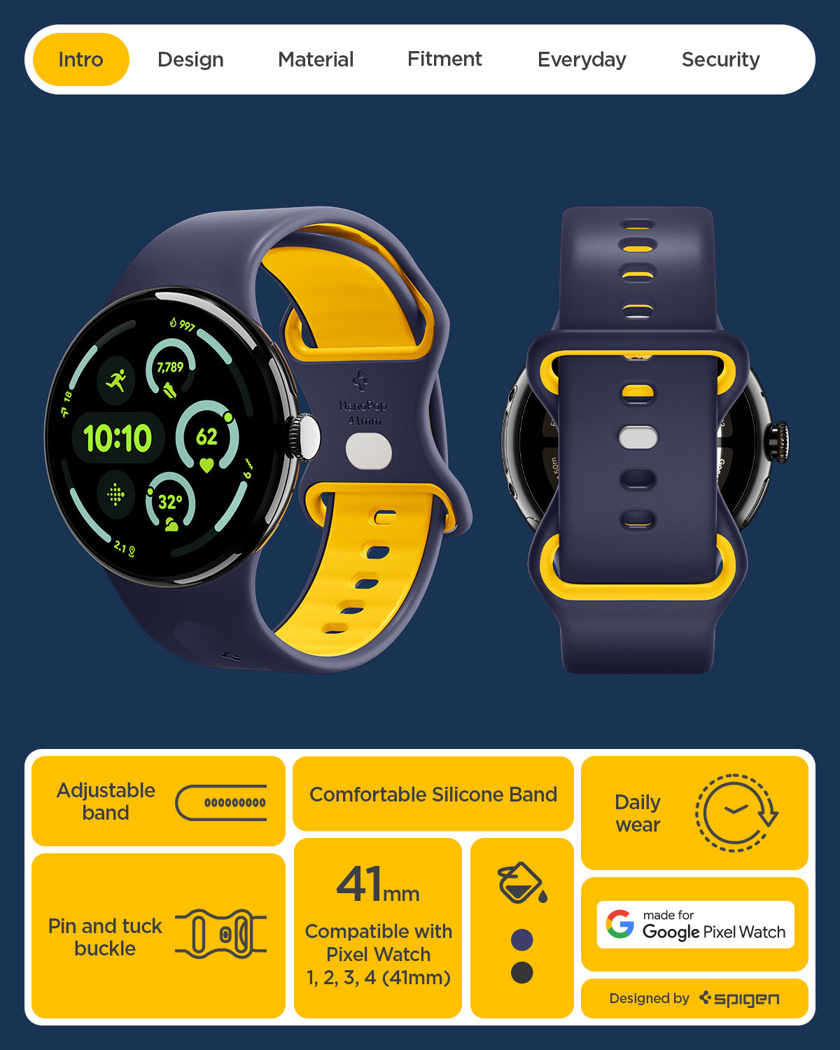 AMP09485 - Pixel Watch 4 (41mm) Nano Pop in Blueberry Navy showing the compatibility