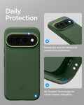 ACS11456 - Pixel 11 Pro XL Nano Pop (Mag Fit) Avo Green close up highlighting the raised camera surround and Air Cushion Technology around the corners.