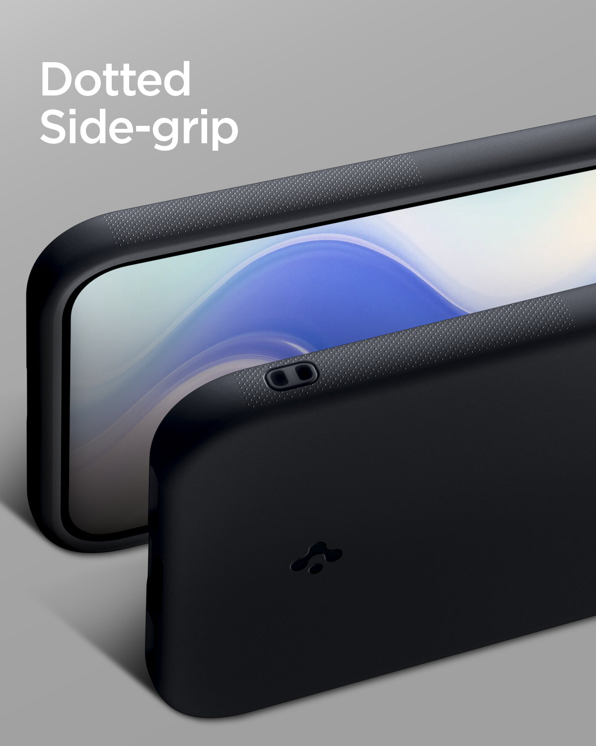 ACS11455 - Pixel 11 Pro XL Nano Pop (Mag Fit) Black Sesame close up showing the textured side grips and integrated strap hole.