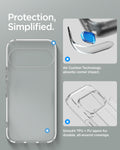 ACS11450 - Pixel 11 Pro XL Ultra Hybrid Crystal Clear Crystal clear case for Pixel 11 Pro XL featuring Air Cushion Technology, reinforced corners, and hybrid TPU and PC construction.