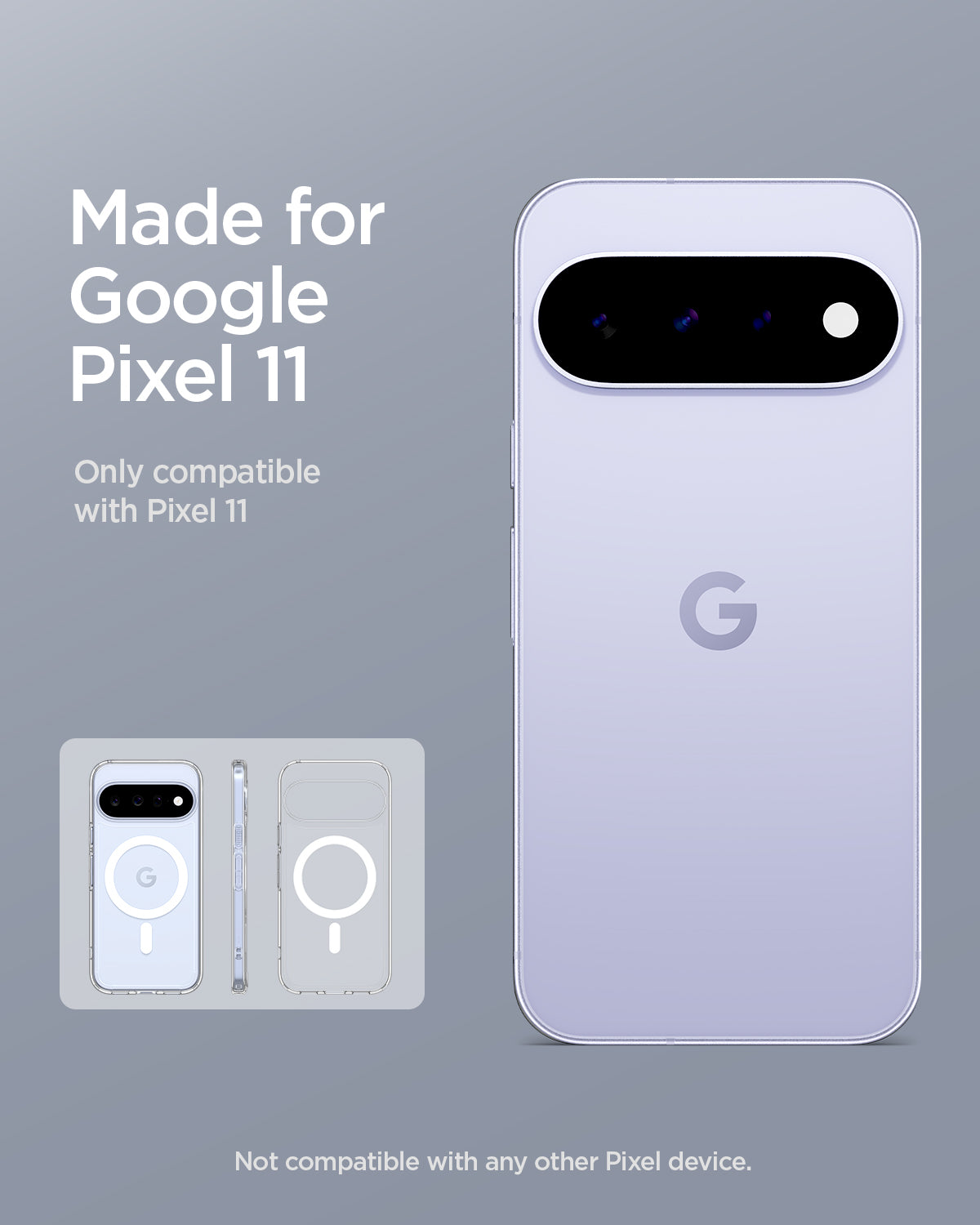 ACS11441 - Pixel 11 Ultra Hybrid (Mag Fit) Clear White made for Google Pixel certified case with a built in MagFit ring and precise fit.