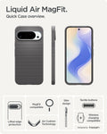 ACS09720 - Pixel 10 Pro XL Case Liquid Air (MagFit) in marble gray showing the quick case overview. Lifted edge protection, MagFit compatible, Aircushion technology, slim design, tactile buttons and wireless charging compatible
