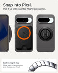 ACS09697 - Pixel 10 Pro Case Liquid Air (MagFit) in gray showing the built in magnet ring. More ways to accessorize and charge your pixel. Snap into Pixel. Pair it up with essential MagFit accessories.