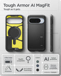ACS09705 - Pixel 10 Pixel 10 Pro Tough Armor AI (MagFit) in black showing tough armor ai mag fit. tough as it gets.
