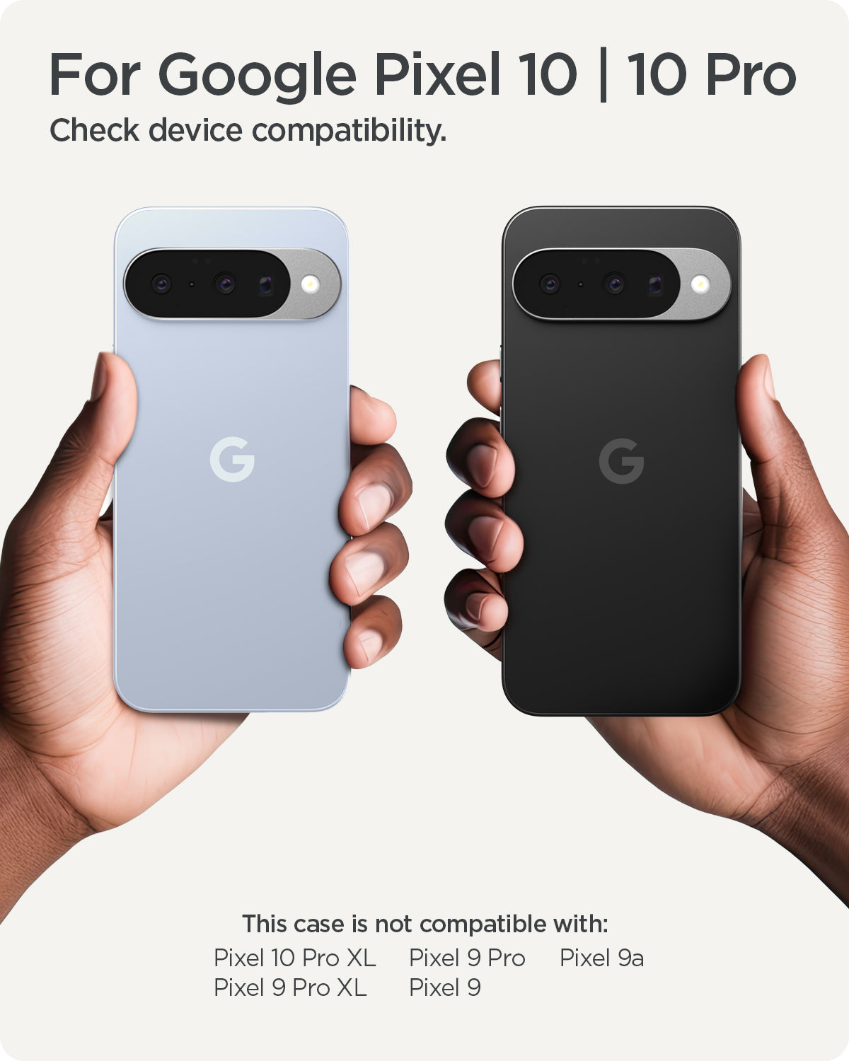 ACS09703 - Pixel 10 / Pixel 10 Pro Case Ultra Hybrid Metal Ring (MagFit) showing the compatibility. Only compatible with Pixel 10 / 10 Pro