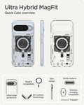 ACS09704 - Pixel 10 / Pixel 10 Pro Case Ultra Hybrid Neo One (MagFit) showing the quick case overview. Lifted edge protection, MagFit compatible, air cushion technology, slim design, tactile buttons and wireless charging compatible
