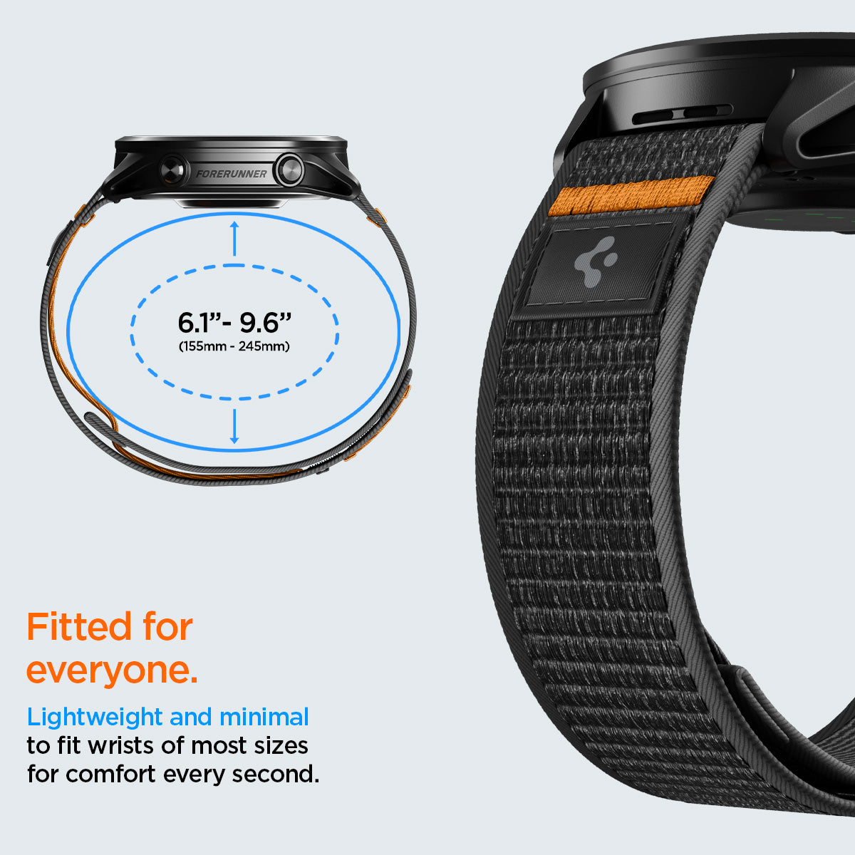 AMP11425 - Gamin 22mm Athlex Air Quick Realase showing adjustable Athlex Air 2 Quick Release 22mm watch band with lightweight fit for wrist sizes from 155mm to 245mm