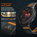 AMP11425 - Gamin 22mm Athlex Air Quick Realase showing smartwatch with Athlex Air 2 Quick Release 22mm nylon band featuring orange stitching and sporty woven texture