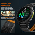 AMP11426 - Gamin 22mm Athlex Air Quick Fit showing smartwatch with Athlex Air 2 Quick Fit 22mm nylon band featuring orange stitching and sporty woven texture