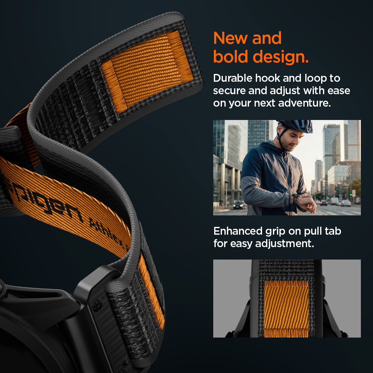 AMP11426 - Gamin 22mm Athlex Air Quick Fit showing Athlex Air 2 Quick Fit 22mm watch band with durable hook and loop closure and enhanced pull tab grip