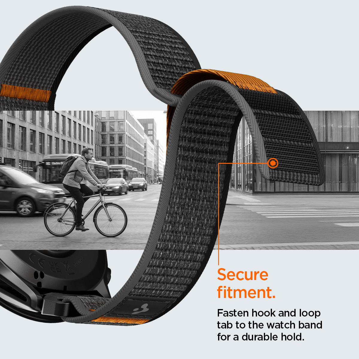 AMP11426 - Gamin 22mm Athlex Air Quick Fit showing Athlex Air 2 Quick Fit 22mm watch band with secure hook and loop fastening system and flexible fit