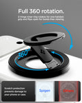 AMP11739 - O-Mag Magnetic Phone Holder (Mag Fit+) | OM108 full 360 rotation graphic showing the ring hinge rotating and flipping open