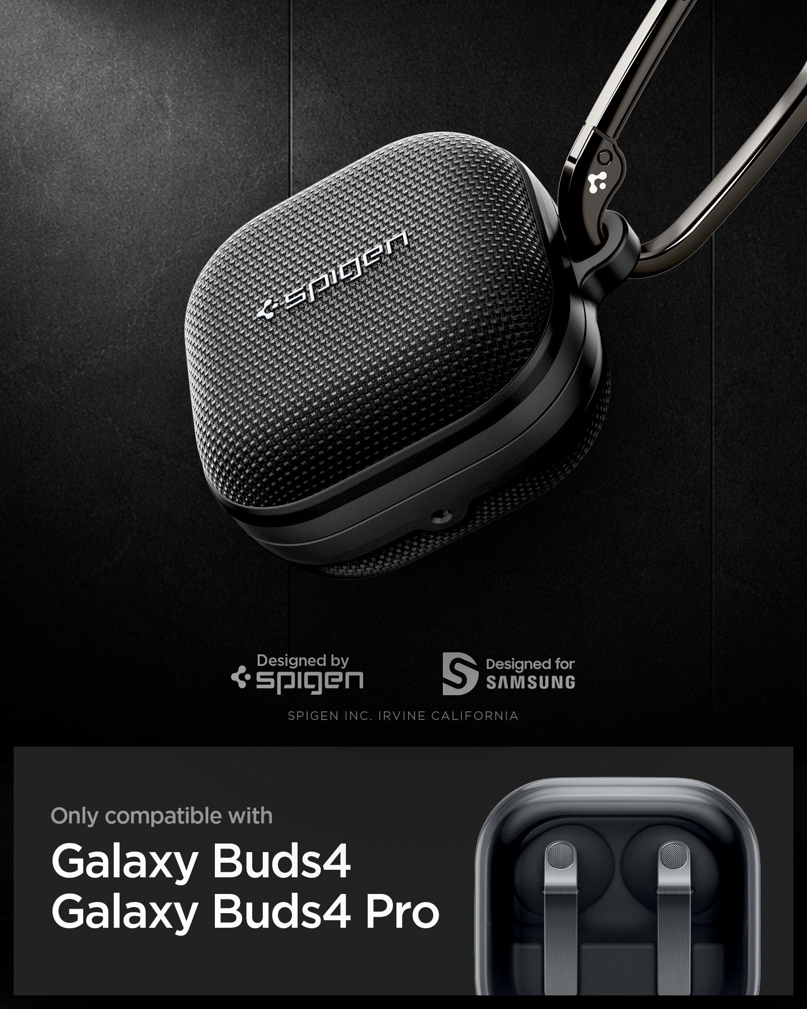 ACS11203 - Galaxy Buds 4 Series - Classic Fit in Black showing only compatible with galaxy buds 4 and pro