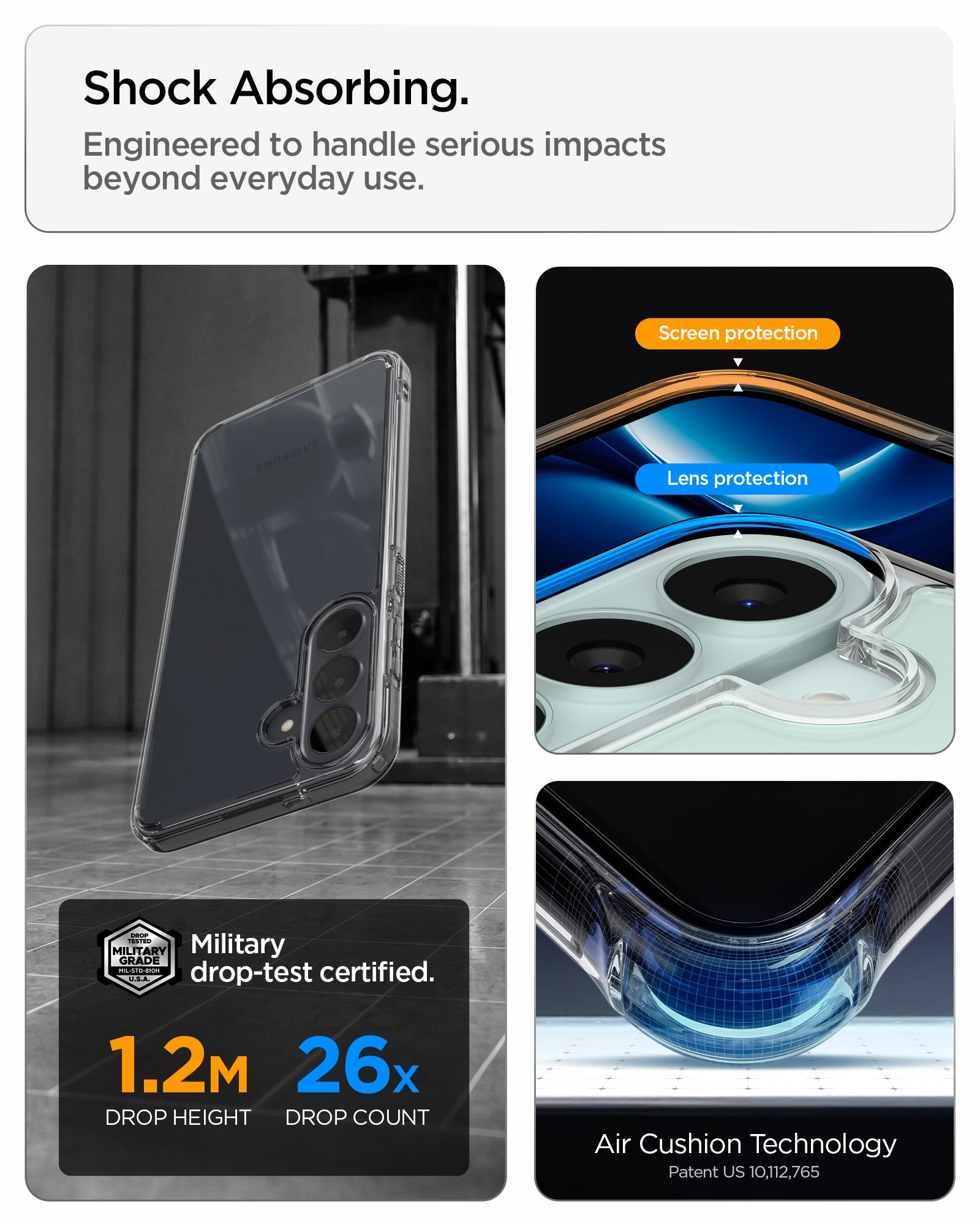 ACS11638 - Galaxy S26 FE Ultra Hybrid military grade drop tested case with raised screen and camera protection and Air Cushion Technology