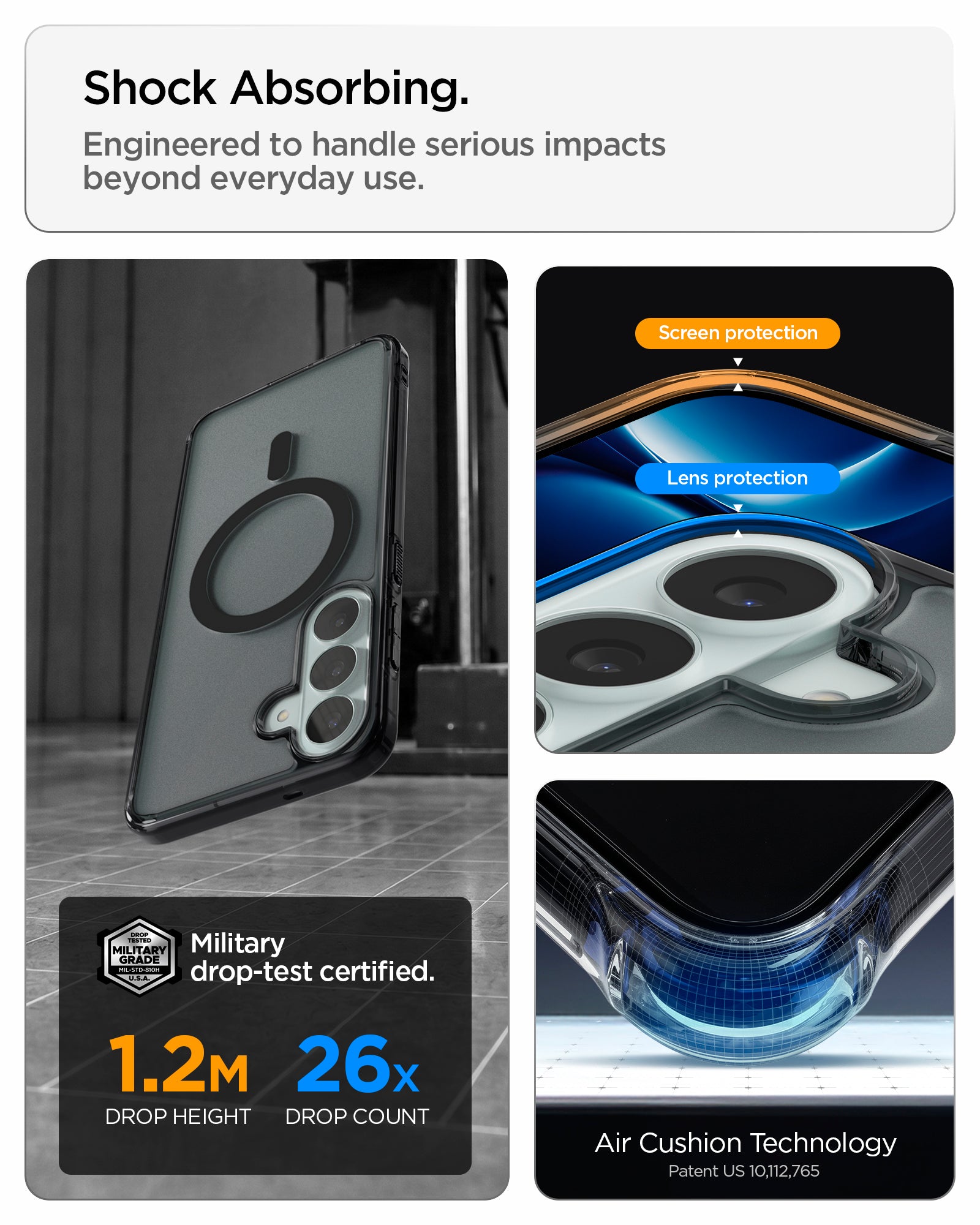 ACS11637 - Galaxy S26 FE Ultra Hybrid (Mag Fit) military grade drop tested protection with raised screen and lens edges and Air Cushion Technology