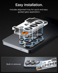 AGL11071 - Galaxy S26 Ultra Optik EZ Fit Lens Pro Protector showing the easy to install. Includes alignment tray for quick and easy guided glass application