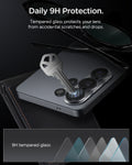 AGL11071 - Galaxy S26 Ultra Optik EZ Fit Lens Pro Protector showing daily 9h protection. tempered glass protects your lens from accidental scratches and drops