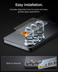 AGL11082 - Galaxy S26 Plus Optik EZ Fit Lens Pro Protector showing the easy to install. Includes alignment tray for quick and easy guided glass application
