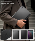  ACS11828 - Galaxy Tab S12+ Liquid Air Folio showing a folio tablet case with a frosted back, textured cover, slim profile, and stylus attachment.