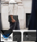 ACS11827 - Galaxy Tab S12+ Tough Armor Pro showing a person carrying the protected tablet with close-up views of reinforced corners and raised camera protection.