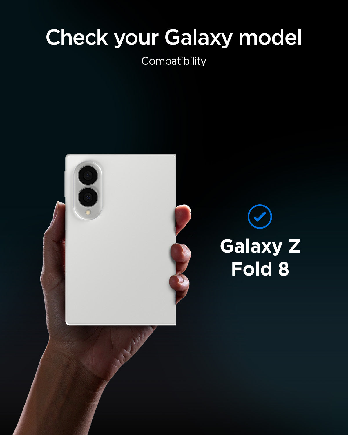 AGL11759 - Galaxy Z Fold 8 GLAS.tR EZ Fit Pro showing a compatibility chart confirming the glass fits the Galaxy Z Fold 8