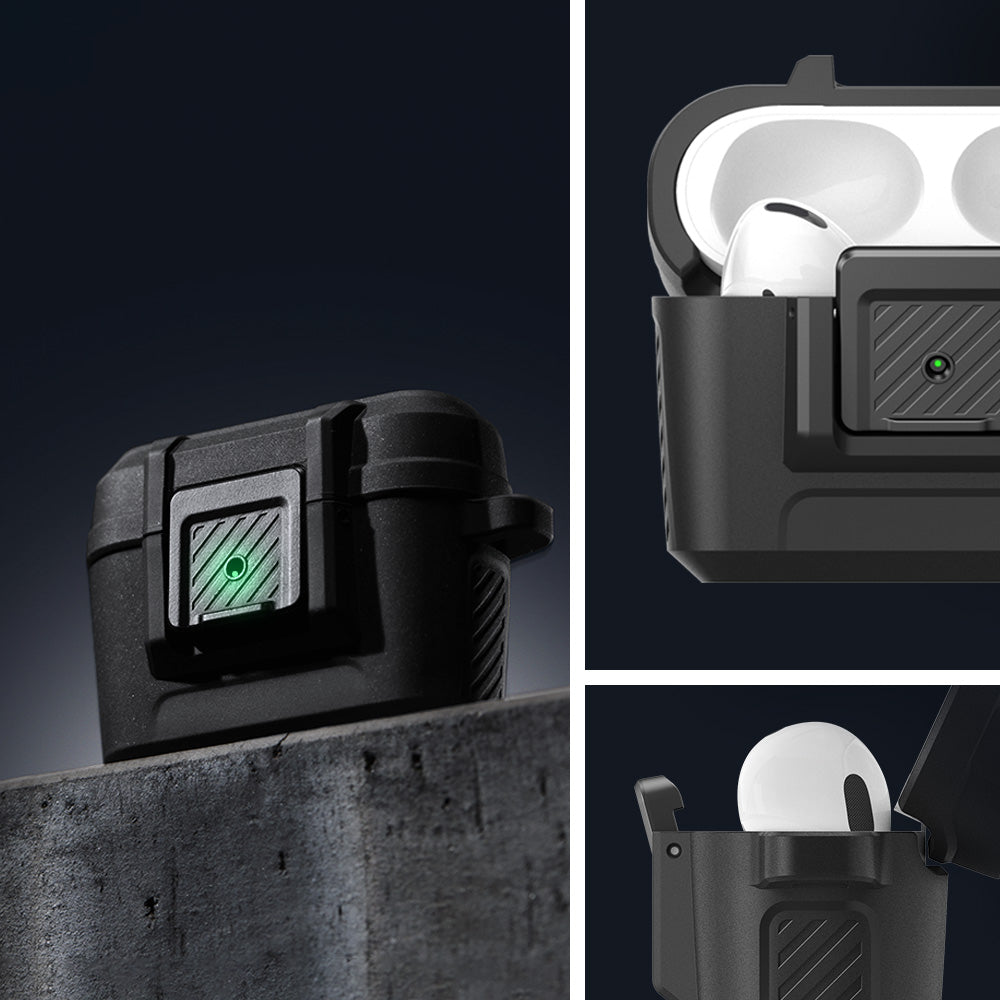 ACS04755 - Apple AirPods Pro Case Lock Fit in matte black showing the different angles